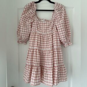 Storia Pink and White Gingham Mini Dress